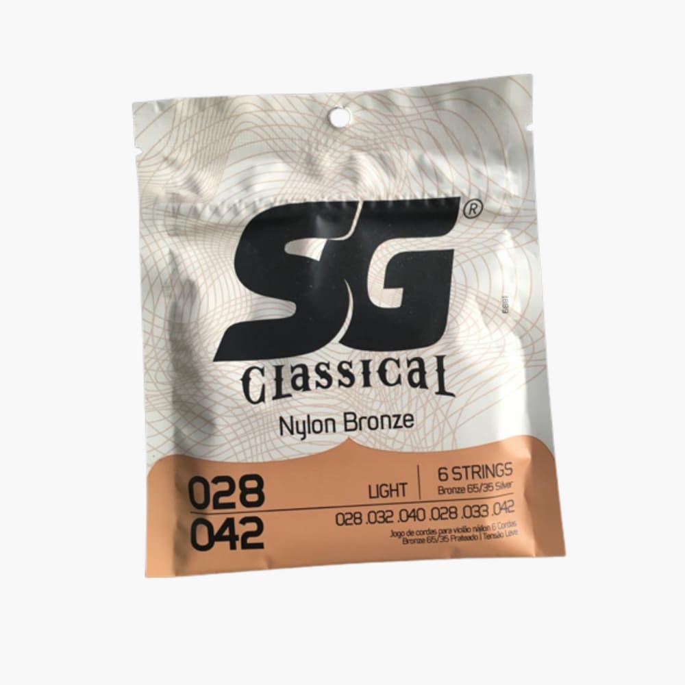Encordoamento SG Nylon Bronze 65/35 Prata Tensão Leve sem Bolinha para Violão