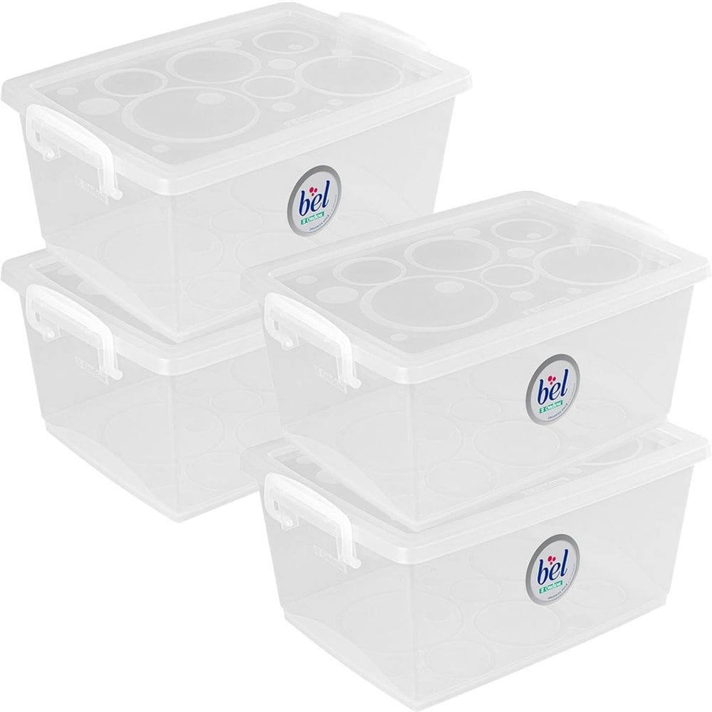 Kit 4 Caixa Organizadora Tampa Trava Pote 400Ml Mini Ordene