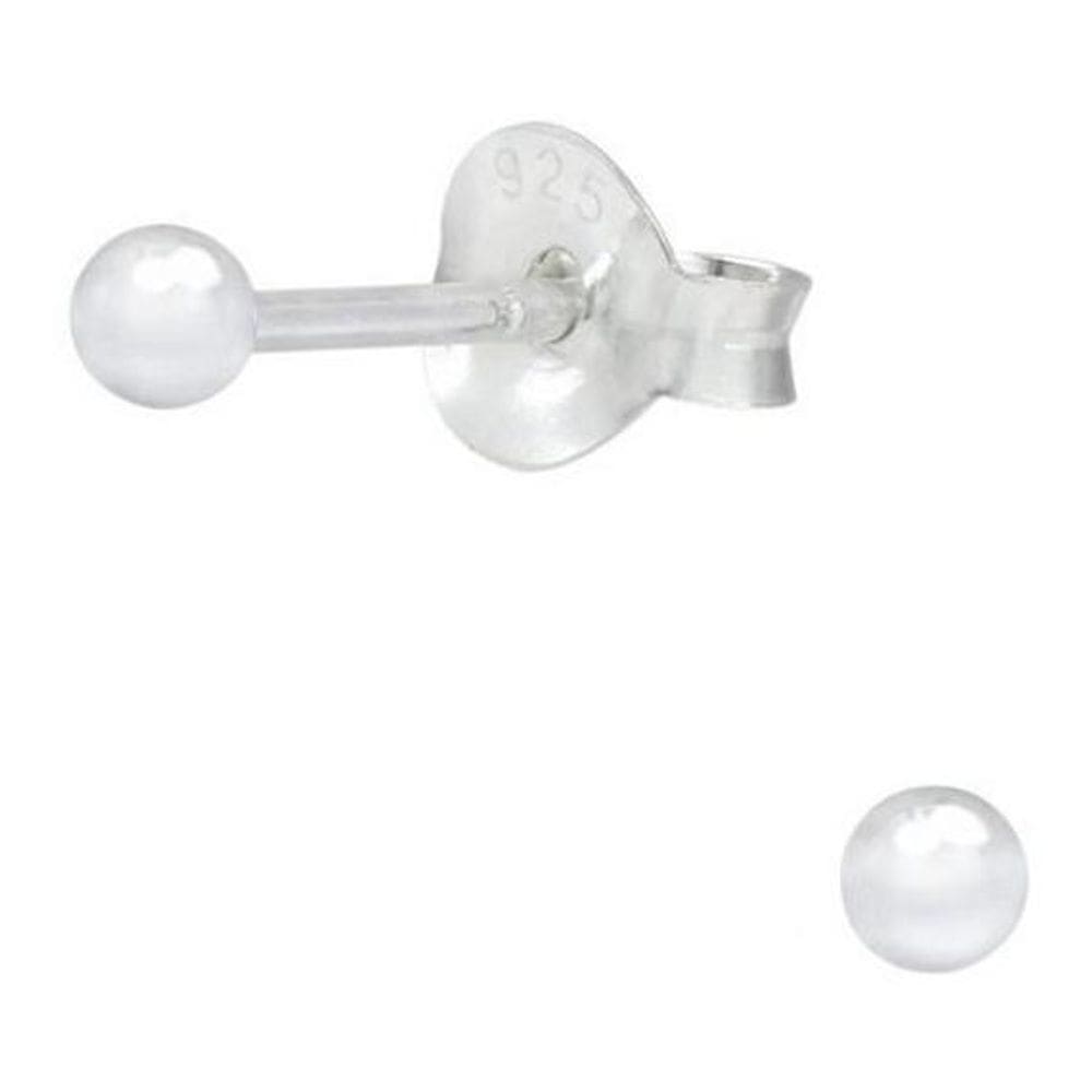 Brinco De Prata Feminino Bolinha 3Mm