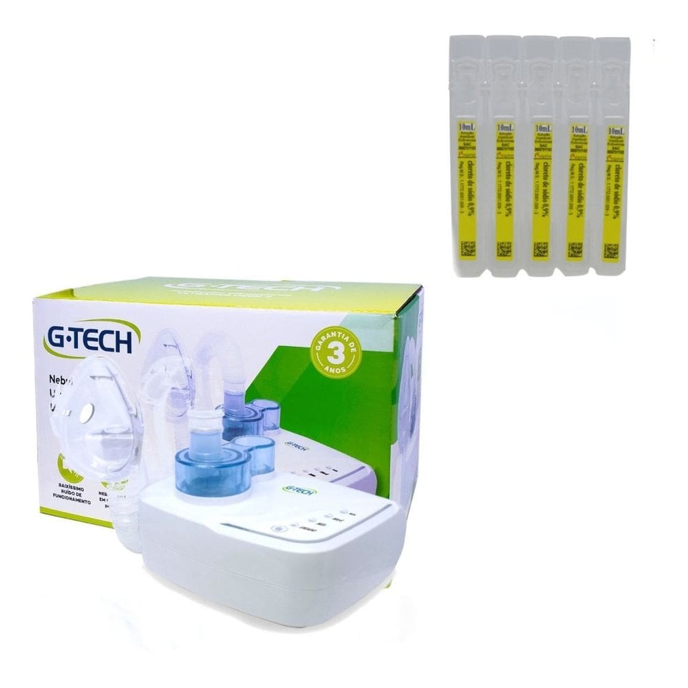 Nebulizador Inalador Adulto e Infantil + Soro Fisiológico G-techSORO-FISIO-ULTRANEB-DESK2-1V