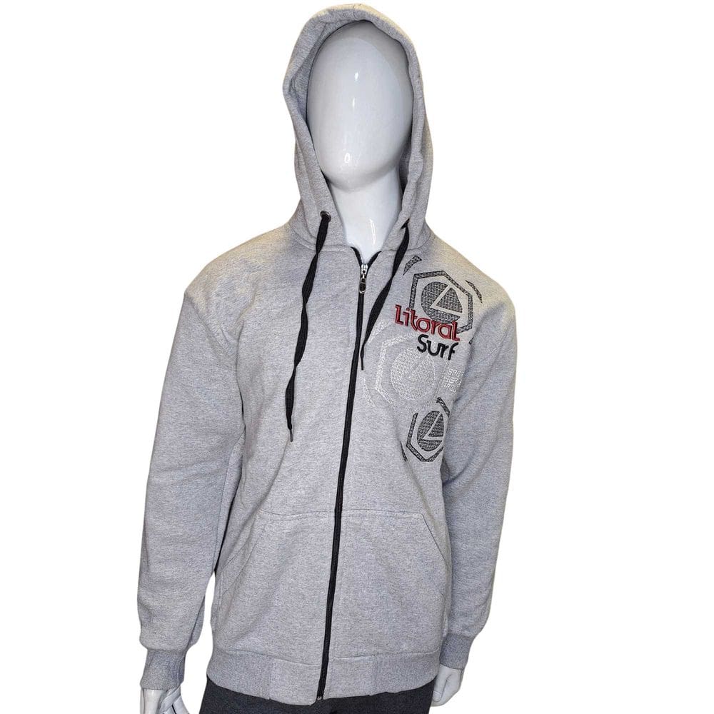 Moletom Masculino Cinza com Capuz Litoral Surf