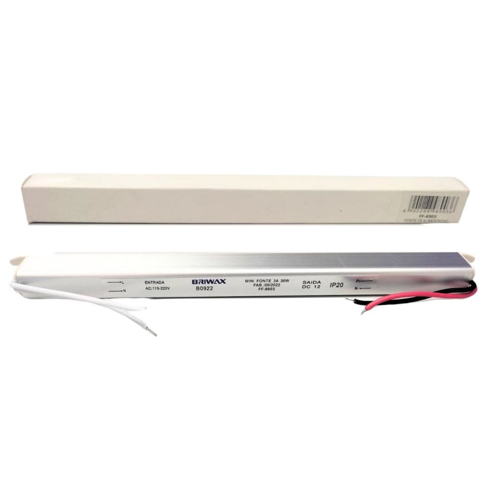 Fonte Mini Briwax 12V 3A 36W Bivolt IP20 - FF-8903