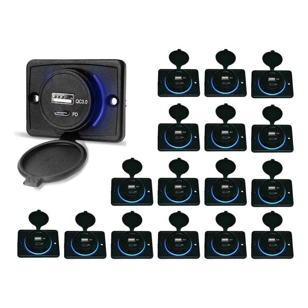 Kit 18 Carregador de Celular Automotivo 1 USB + 1 USB Power C/ Moldura - RS-1113U BR