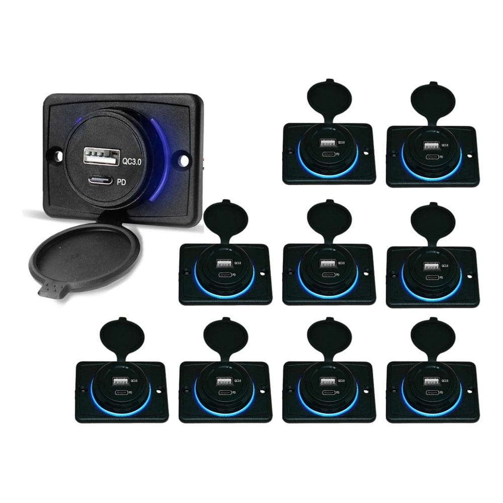 Kit 10 Carregador de Celular Automotivo 1 USB + 1 USB Power C/ Moldura - RS-1113U BR