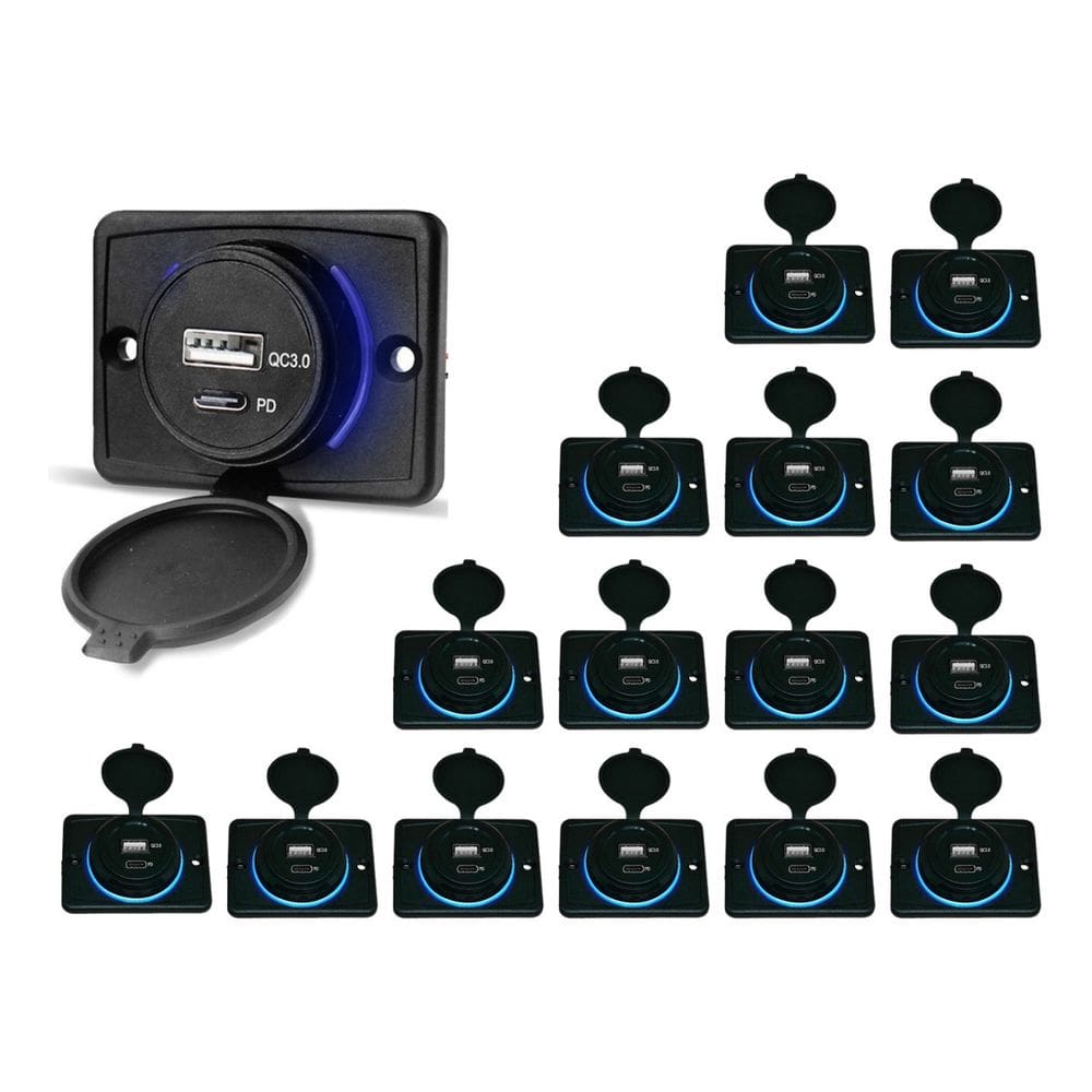Kit 16 Carregador de Celular Automotivo 1 USB + 1 USB Power C/ Moldura - RS-1113U BR