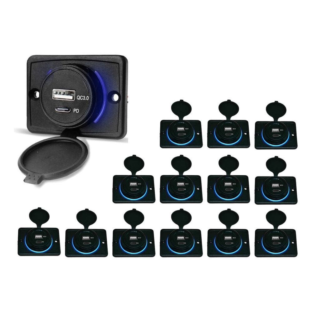 Kit 14 Carregador de Celular Automotivo 1 USB + 1 USB Power C/ Moldura - RS-1113U BR