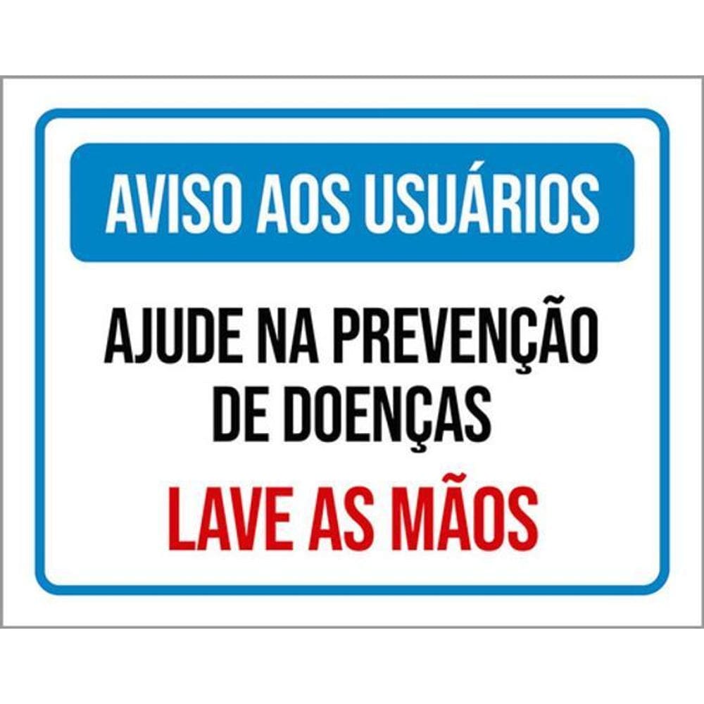 Kit 5 Placa Usuários Ajuprevenção Doenças Mãos36X46