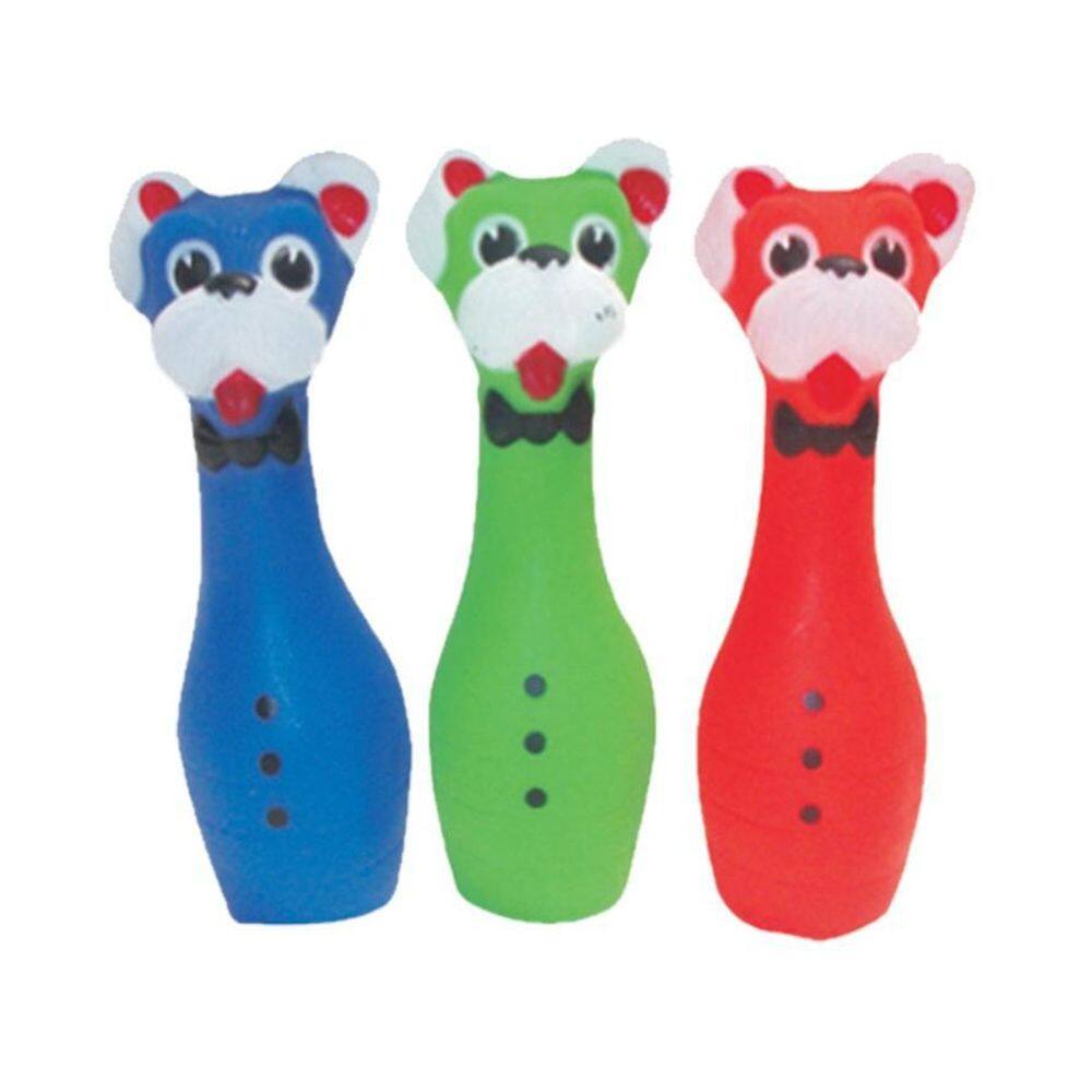 Pinos De Boliche Brinquedo Borracha Para Pet 15 Cm 03 Peças