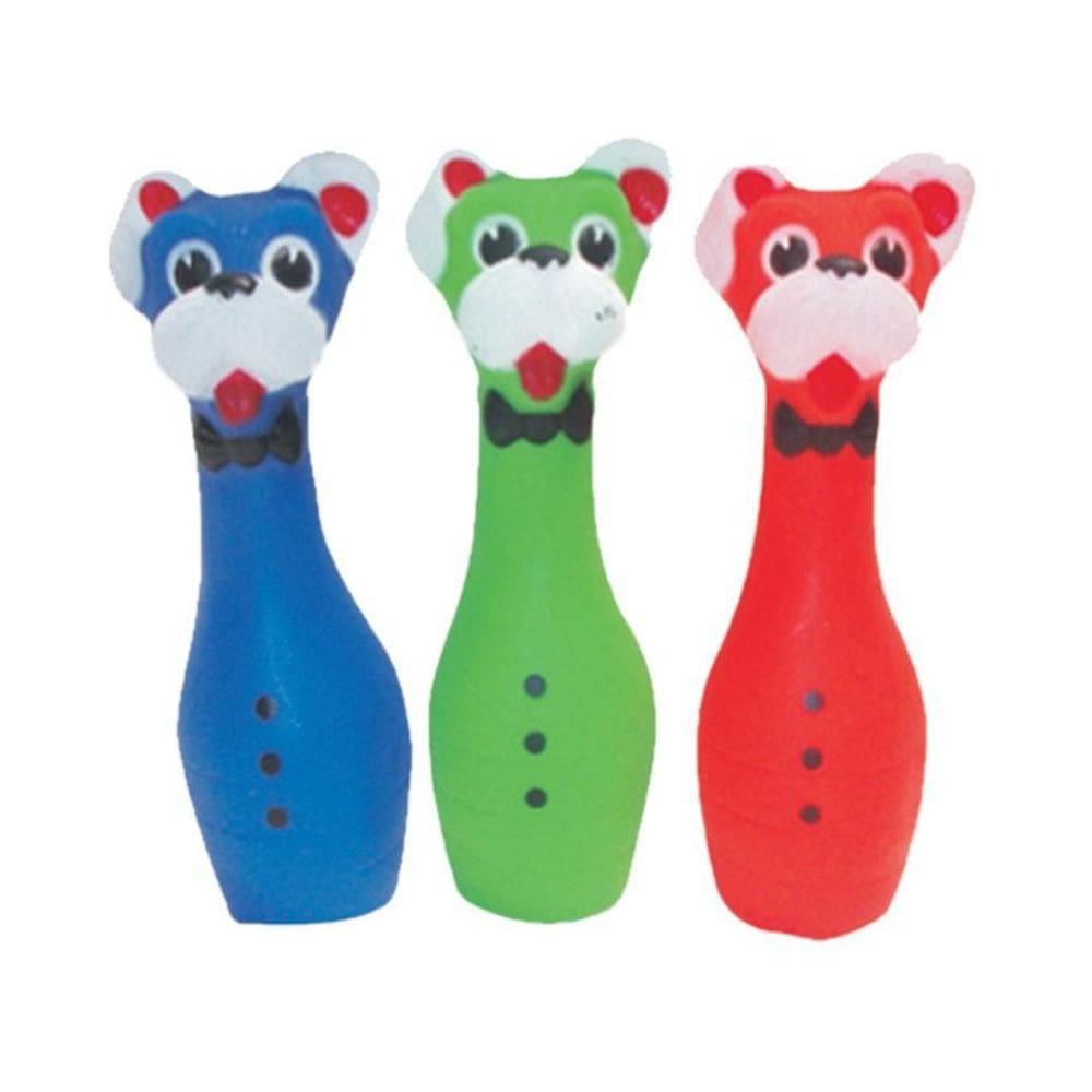 Pinos De Boliche Brinquedo Borracha Para Pet 15 Cm 03 Peças