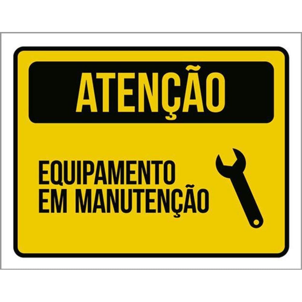 Kit 5 Placas Atenção Equipamento Manutenção Amarela