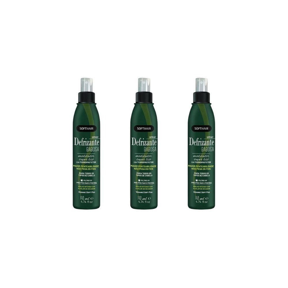 Defrizante Soft Hair 140Ml Spray Babosa - Kit Com 3Un