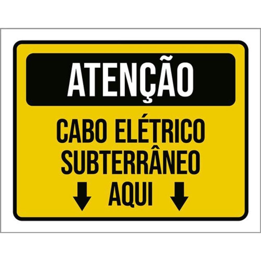 Kit 5 Placa Cabo Elétrico Subterrâneo Aqui Seta36X46