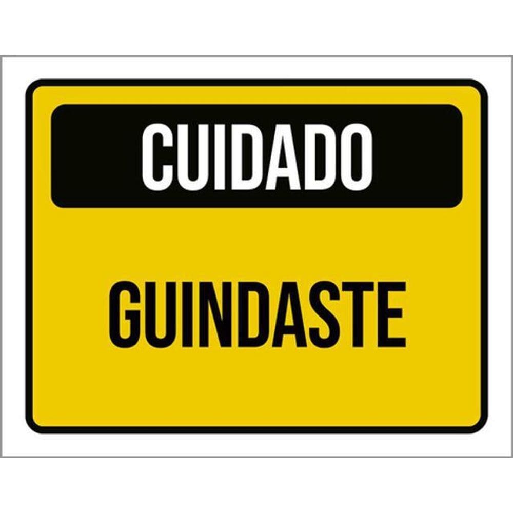 Kit 5 Placas Cuidado Guindaste Amarela 36X46