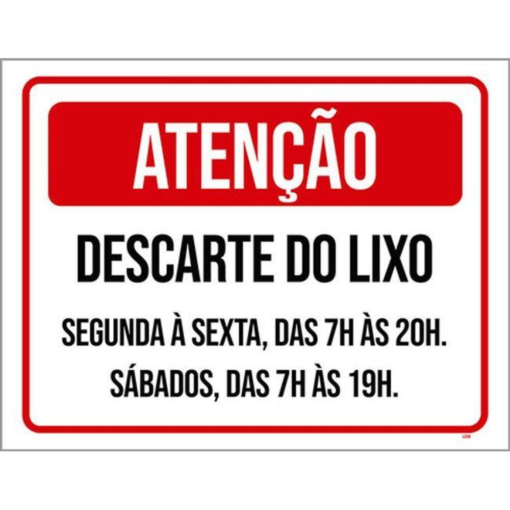 Kit 5 Placas Atenção Descarte Lixo Vermelha 36X46