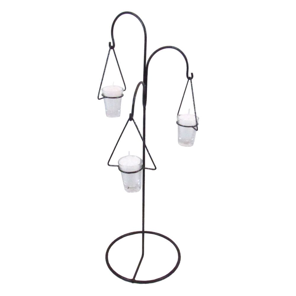 Castiçal 3 pingentes 65 cm Decoração Candelabro Vela Branca