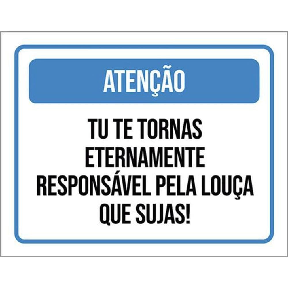 Kit 3 Placa Eternamente Responsável Louça Suja 36X46