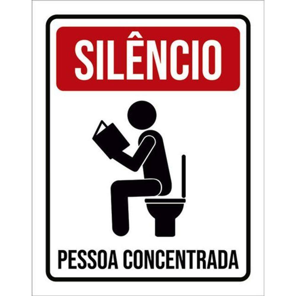 Kit 3 Placas Decorativa - Silêncio Pessoa Concentrada Livro