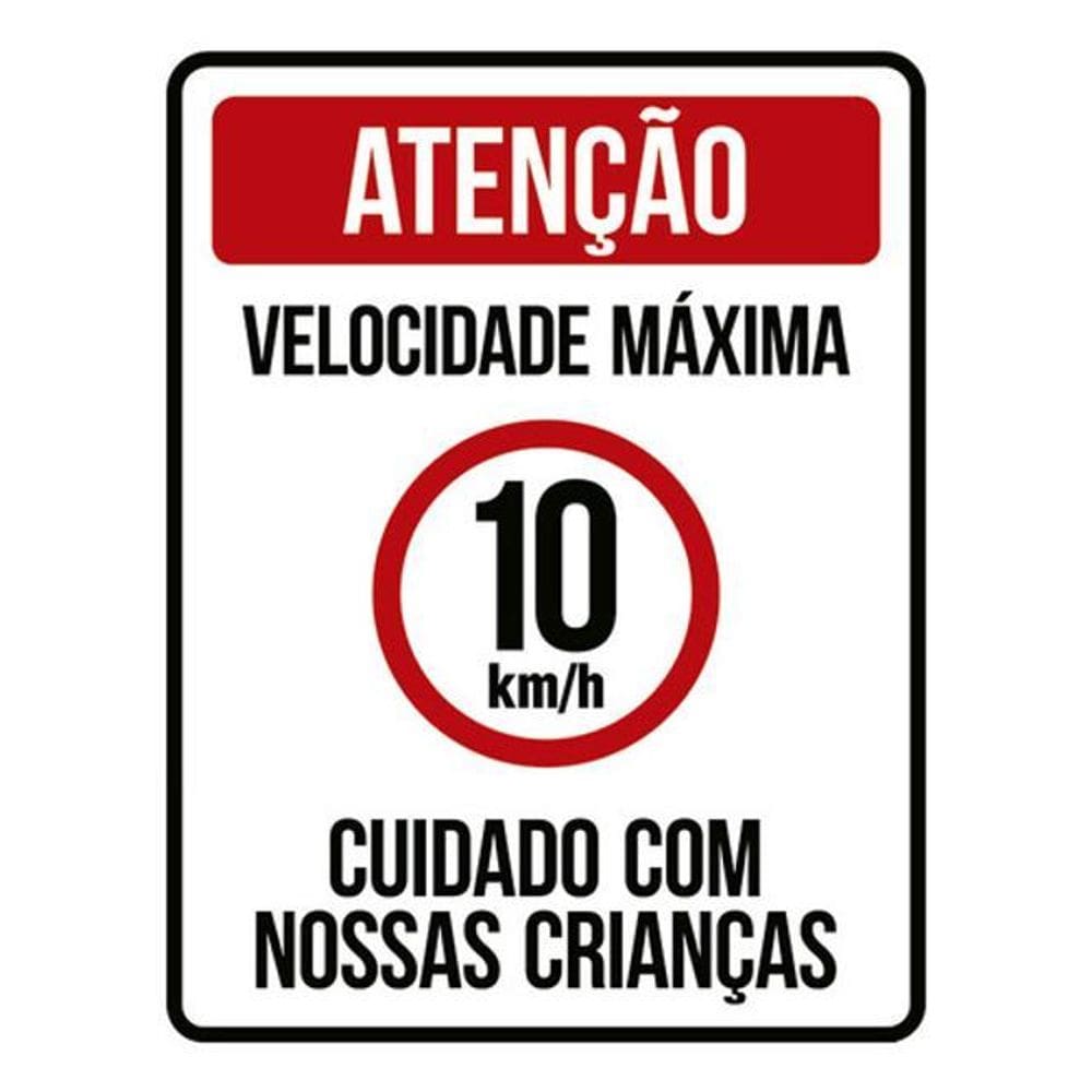 Kit 5 Placas Sinalização - Velocidade Máxima 10Km Crianças