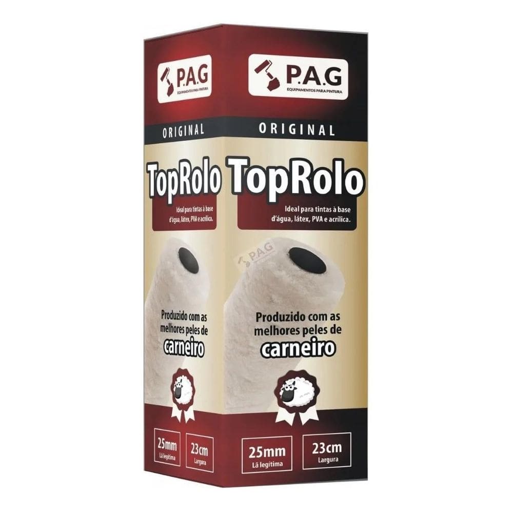 Kit 2 Rolo Pintura Carneiro Alta Natural 23Cm Top Rolo P.A.G