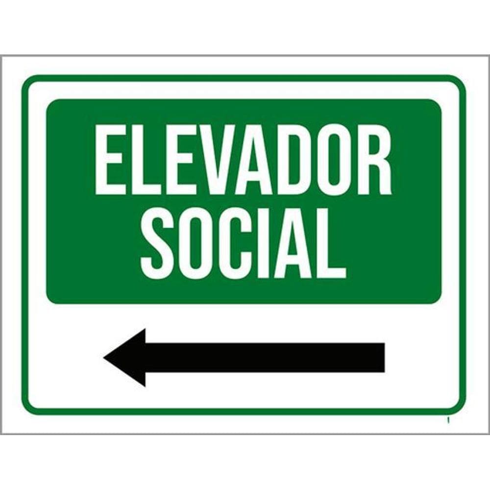 Kit 10 Placas Elevador Social Seta Esquerda