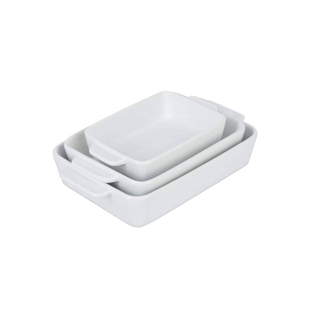 Kit 3 Travessa Ceramica Branca Assadeira Com Alça Mesa