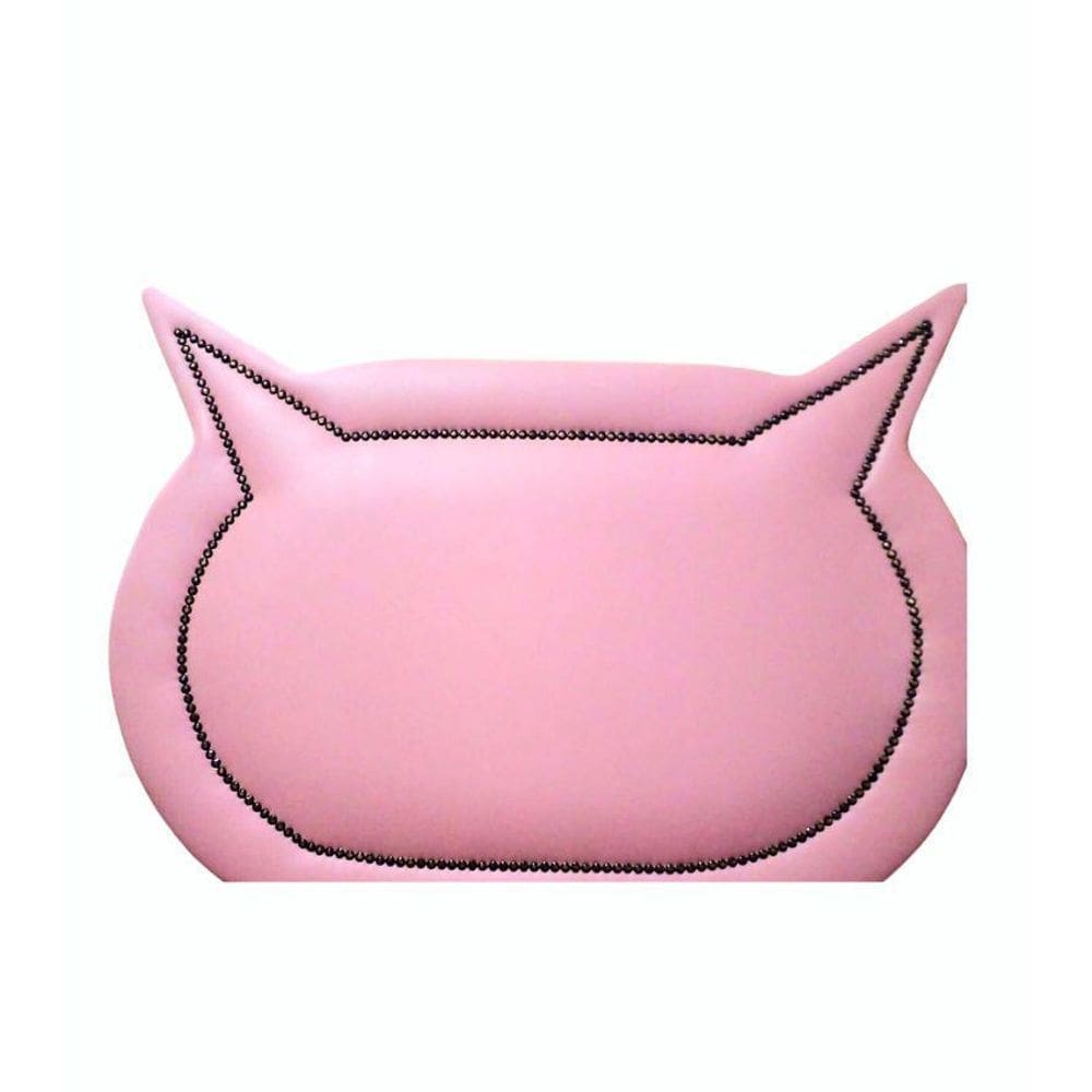 Cabeceira Rosa Estofada Em Corino Gatinho Cama Box Solteiro