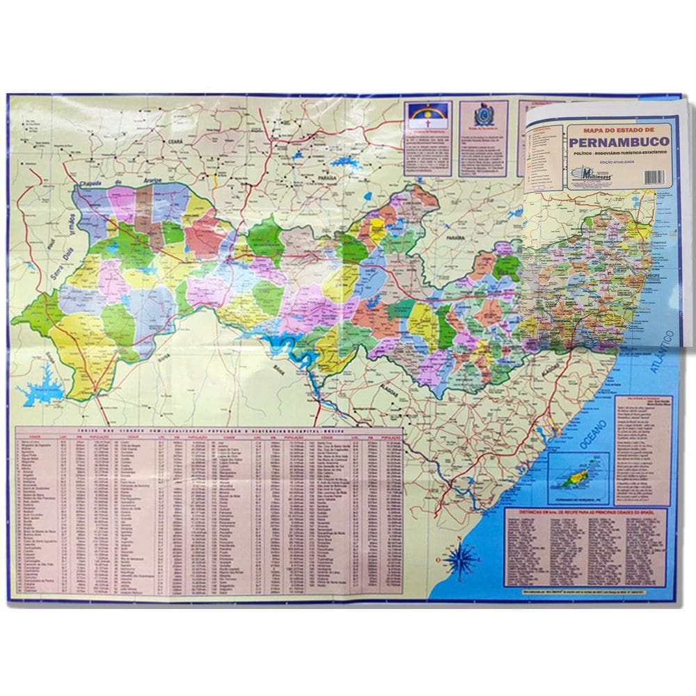 Mapa Do Estado Pernambuco Rodoviário Politico Turístico E