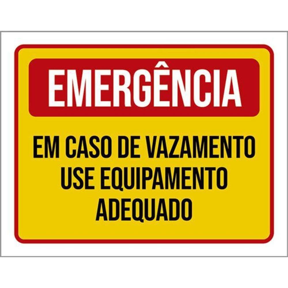 Kit 3 Placas Emergência Em Caso Vazamento Use Equipamento