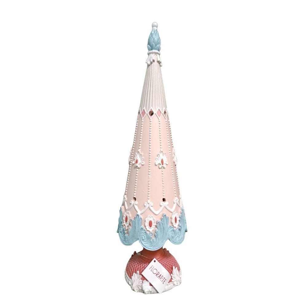 Árvore De Natal Azul Com Rosa C/Led 42X14Cm Florarte