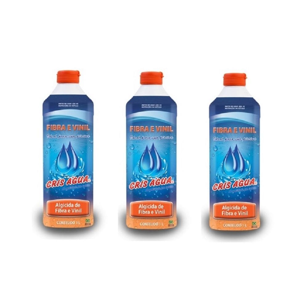 Kit 3 algicidas para piscina de fibra e vinil 1 Litro