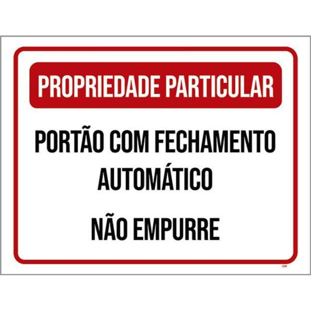 Kit 3 Placas Propriedade Particular Portão Fechamento Verm