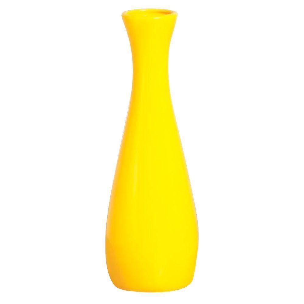Vaso Garrafa Grande Em Cerâmica De Sala Decor - Amarelo