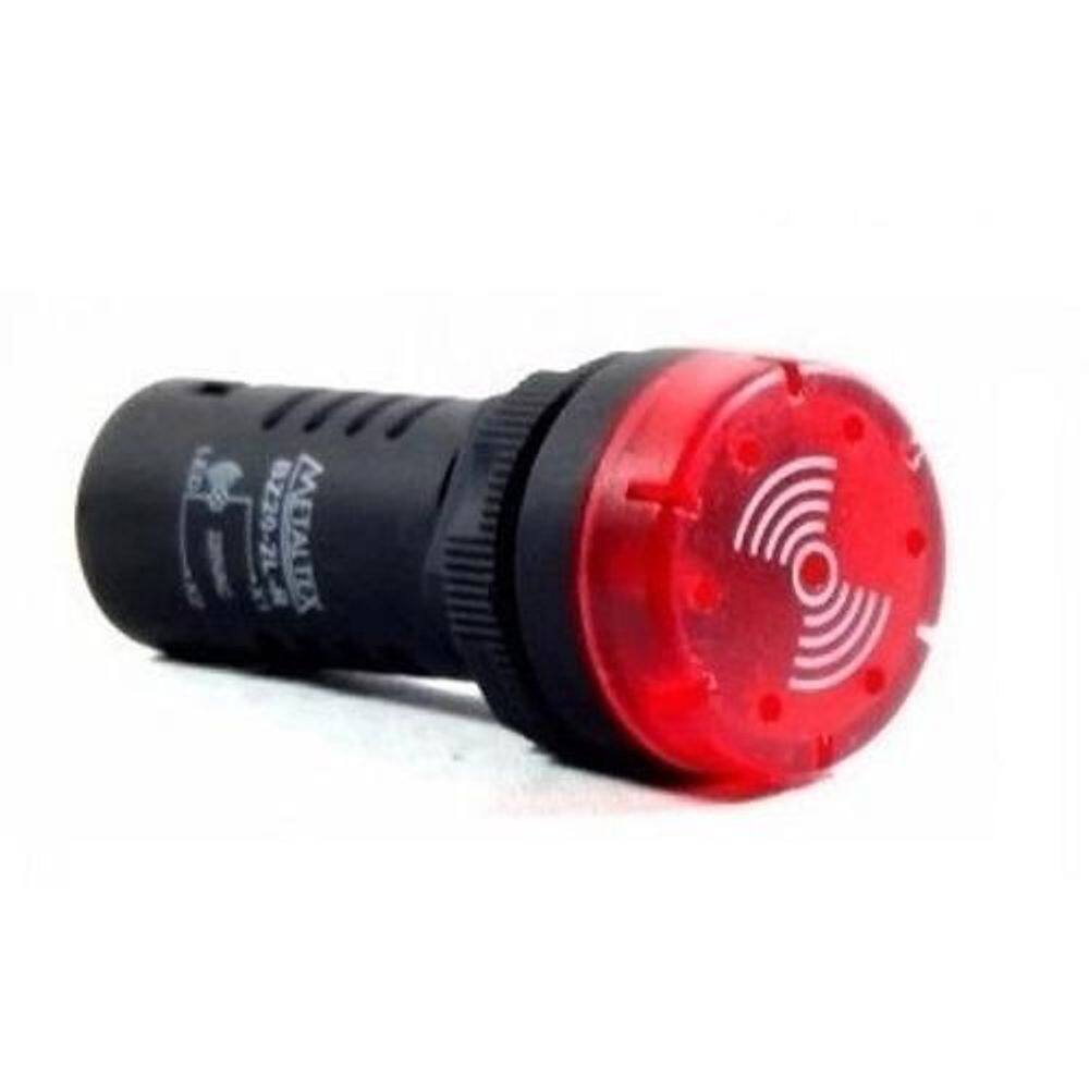 Sinaleiro Sonoro 22Mm Led 24Vca/Cc Vermelho Metaltex