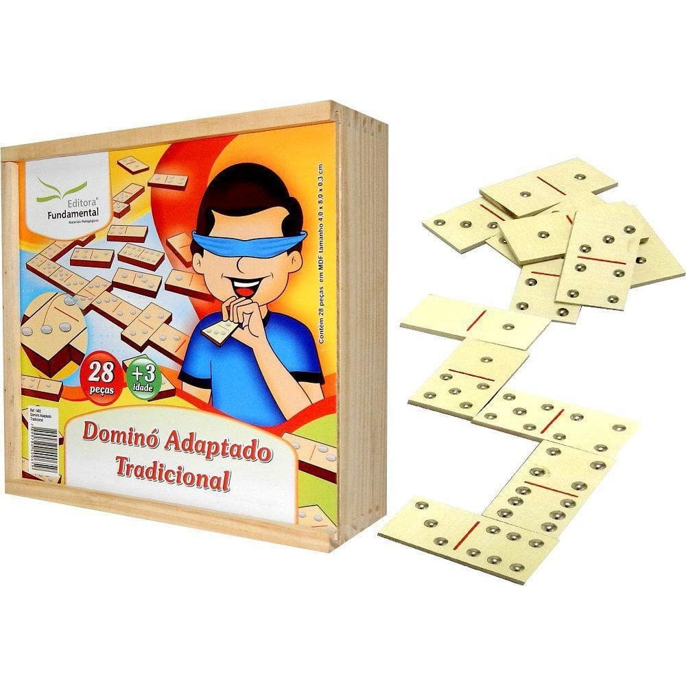 Domino Adaptado Braile 28 Peças em MDF - Jogo Educativo