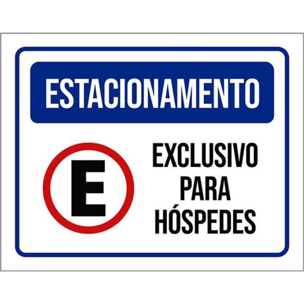 Kit 3 Placas Sinalização Estacionamento Exclusivo Hóspedes