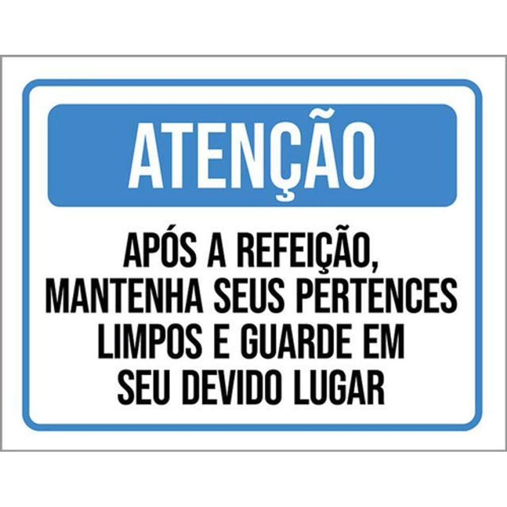 Kit 3 Placas Após Refeição Mantenha Pertences Limpos