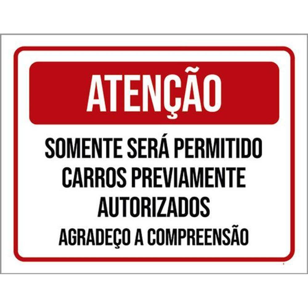 Kit 5 Placa Somente Permitidos Carros Autorizados36X46