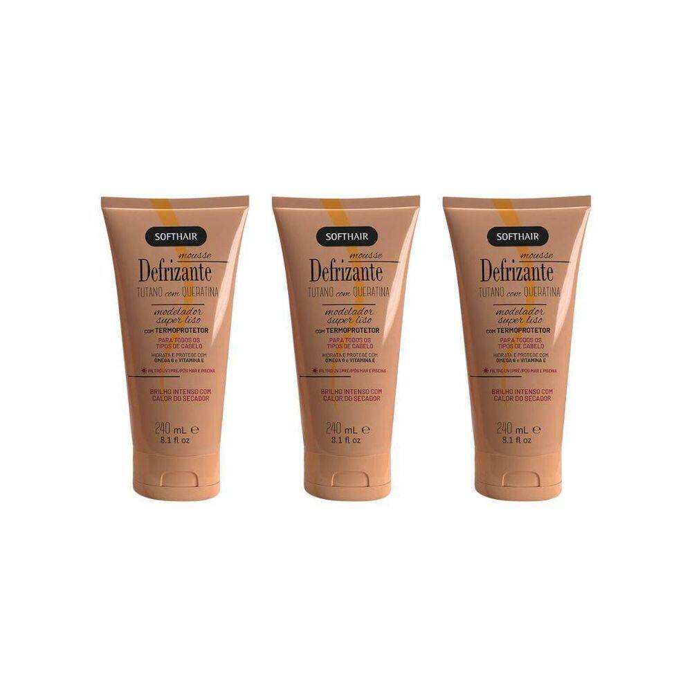 Defrizante Soft Hair 240Ml Tutano Com Queratina-Kit C/3Un