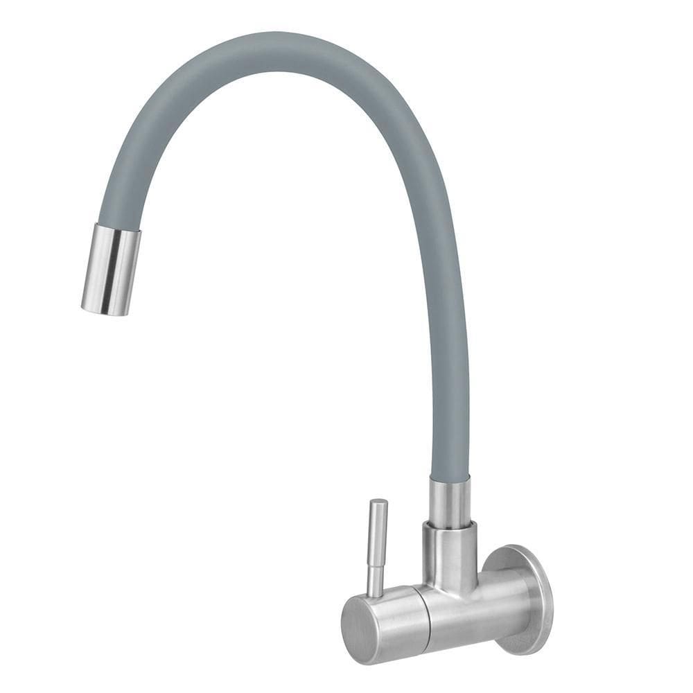 Torneira de Cozinha Inox Parede Flexível Gourmet Cinza 50 cm