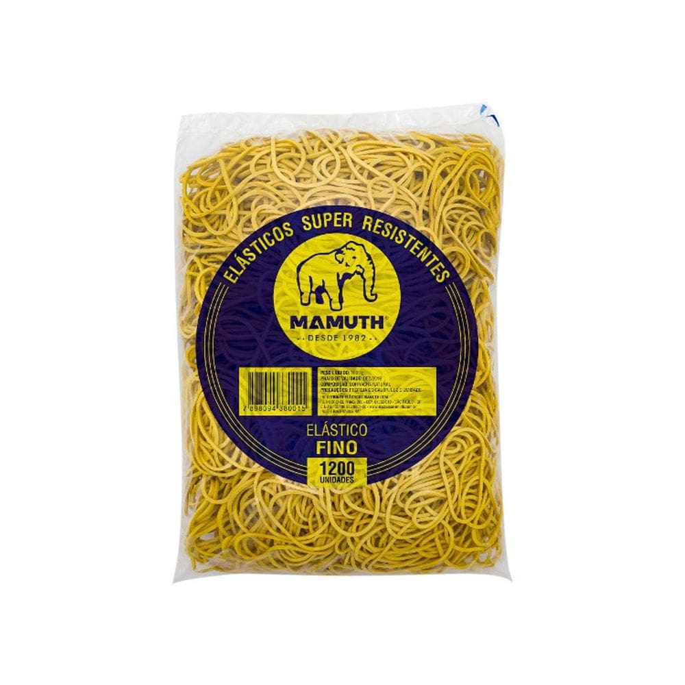 Elástico Extra Fino Mamuth 1kg - Amarelo 1,5mm x 2mm x 8cm