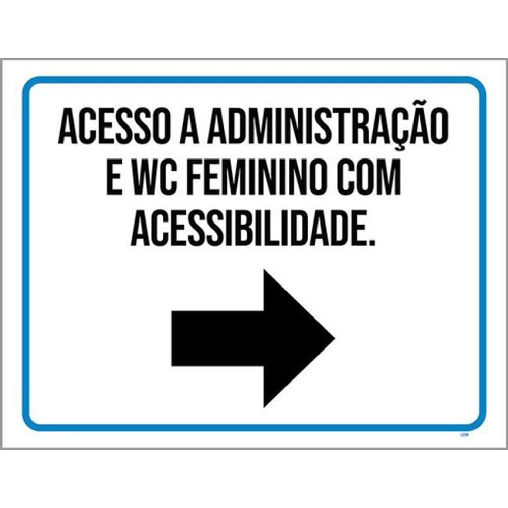 Kit 3 Placas Acesso Administração Wc Feminino Seta