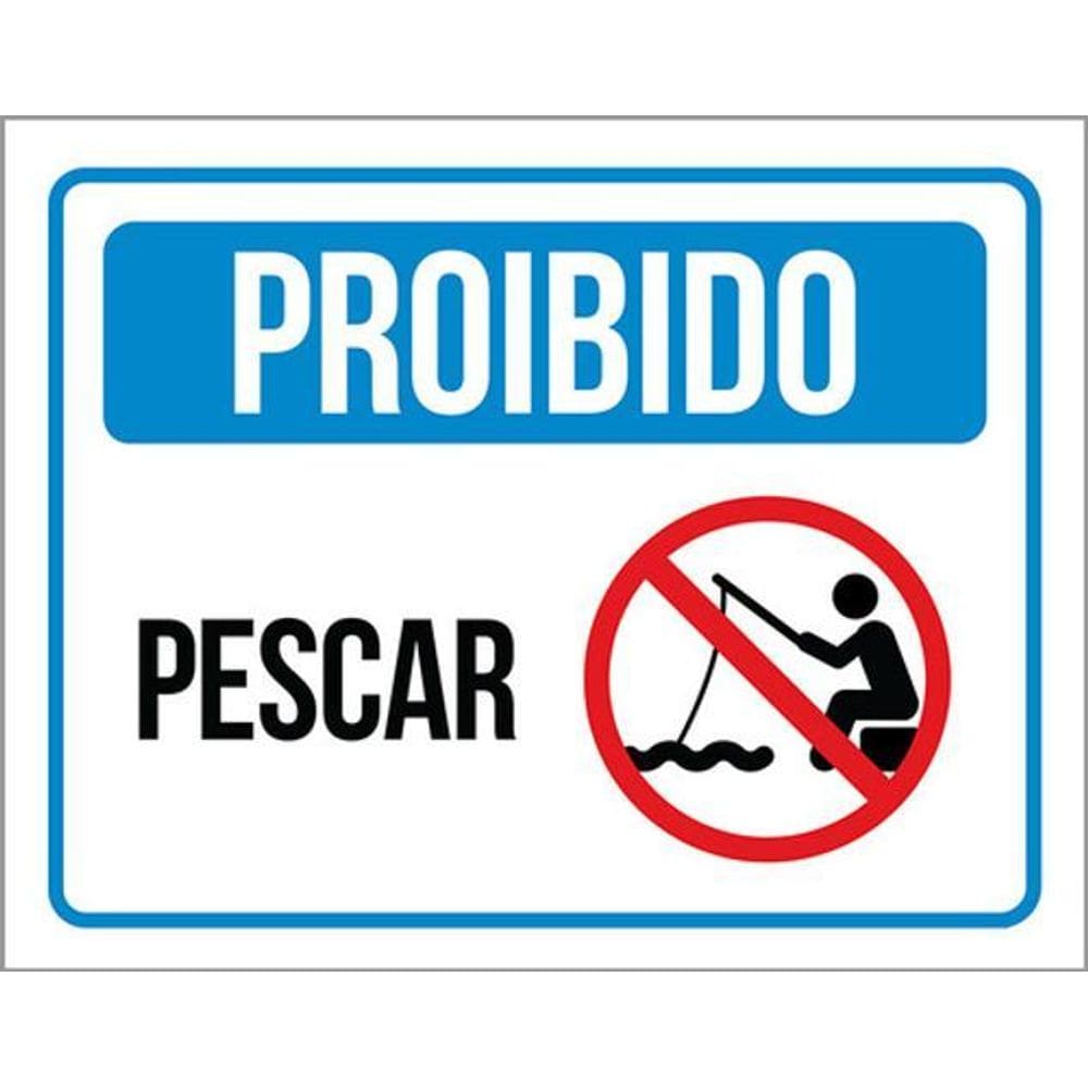 Kit 5 Placas De Proibido Pesca Pescar Peixes 36X46