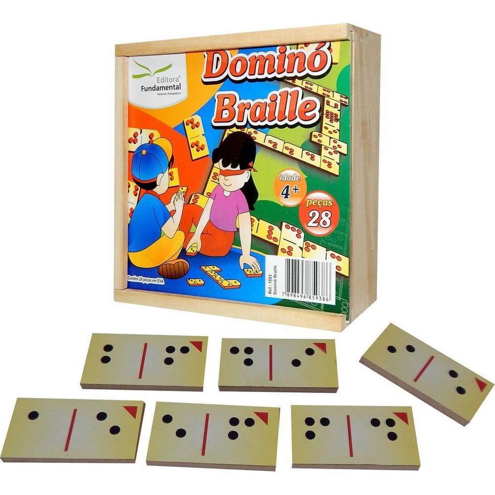 Brinquedo Educativo Dominó Em Braile Com 28 Peças Em Mdf