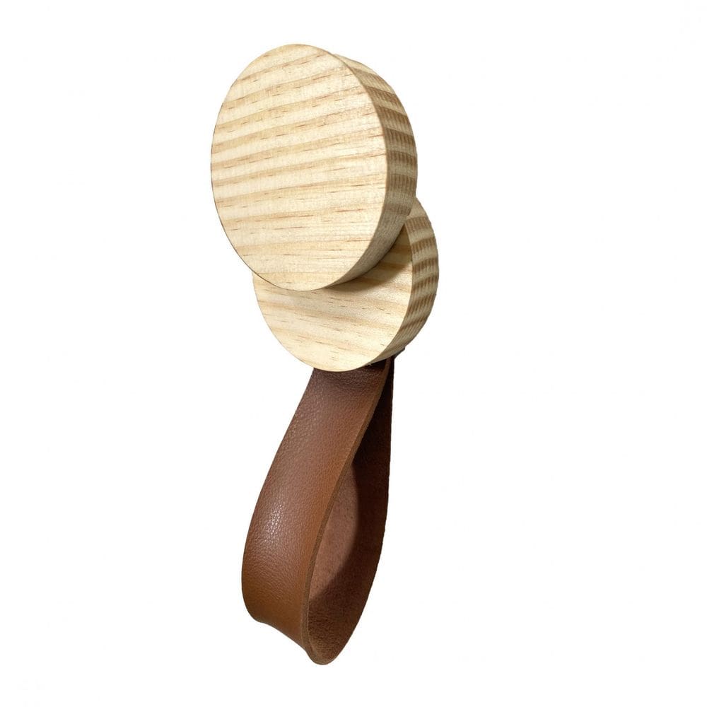 Gancho Pinus Redondo Duplo Com Courino Caramelo