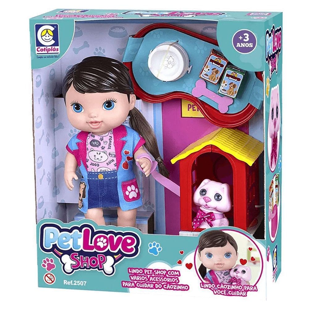 Boneca De Vinil Pet Love Shop Com Cachorrinho - Cotiplas