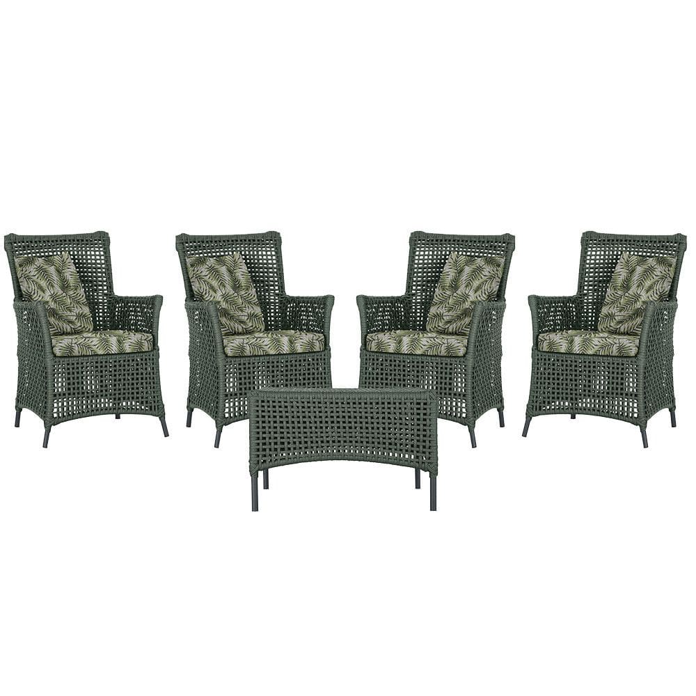 4 Poltronas e 1 Mesa Igapó em Alumínio Pintura Preta Corda Náutica Estofado 5