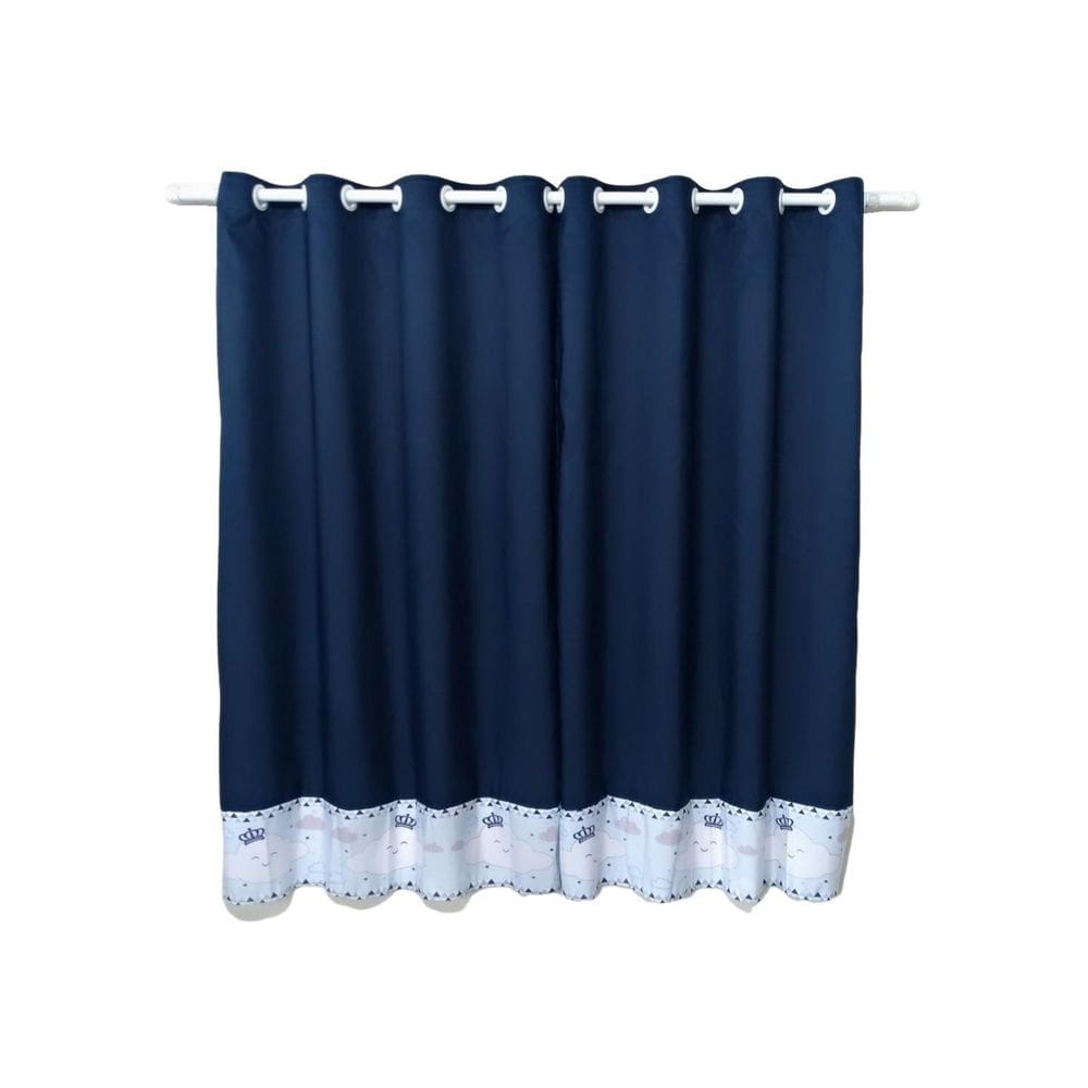 Cortina Chuva De Amor Quarto Azul Marinho Principe 2,60X1,70