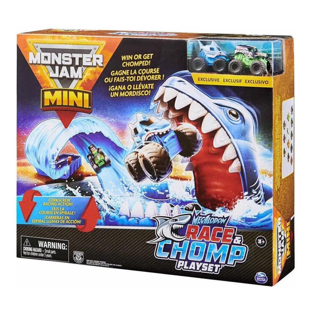 Brinquedo Monster Jam Playset Corrida e Mordida do Tubarao