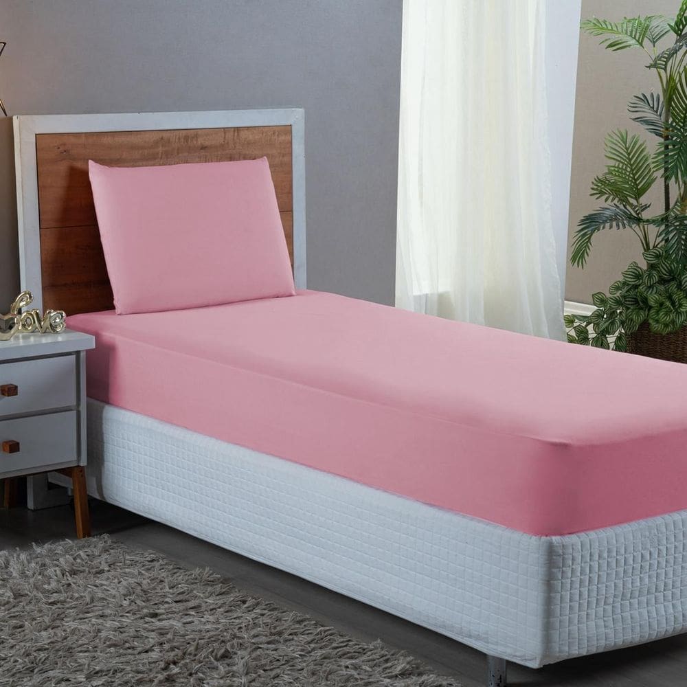 Roupa de Cama Solteiro 2pç Percal Microfibra 400 Fios Salmão