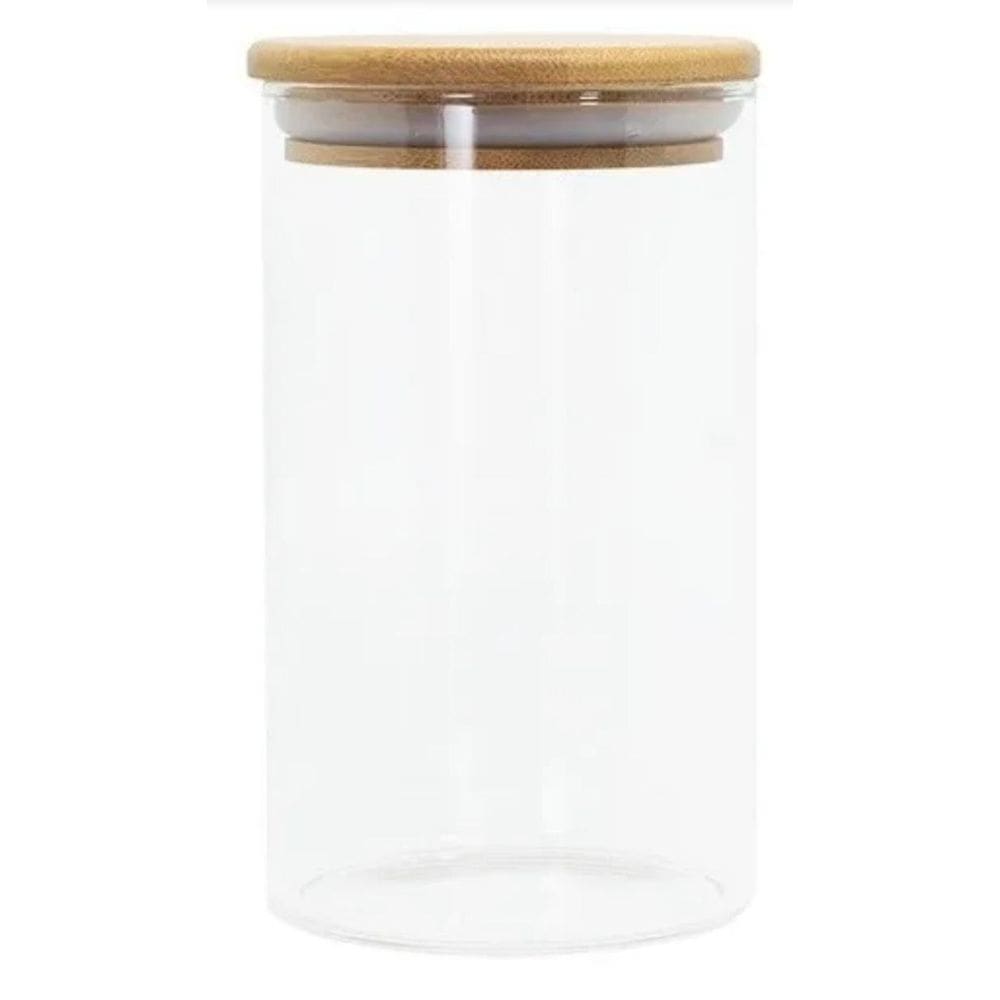 Pote De Vidro Hermético Com Tampa De Bambu Vika Natur 1650Ml